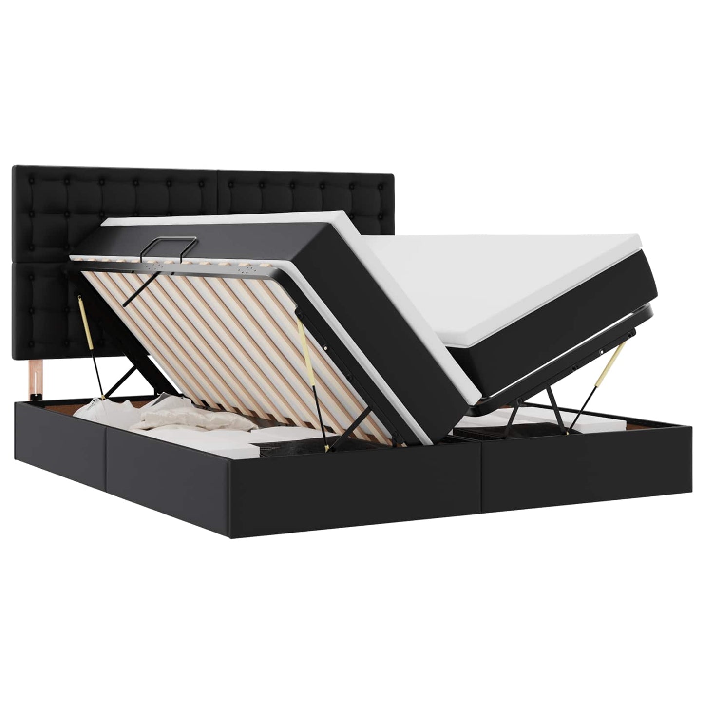 Opbergbed met matras met matras Zwart 180 x 200 cm Nep Leer is nu te koop bij PeponiXL, paradijselijk wonen!
