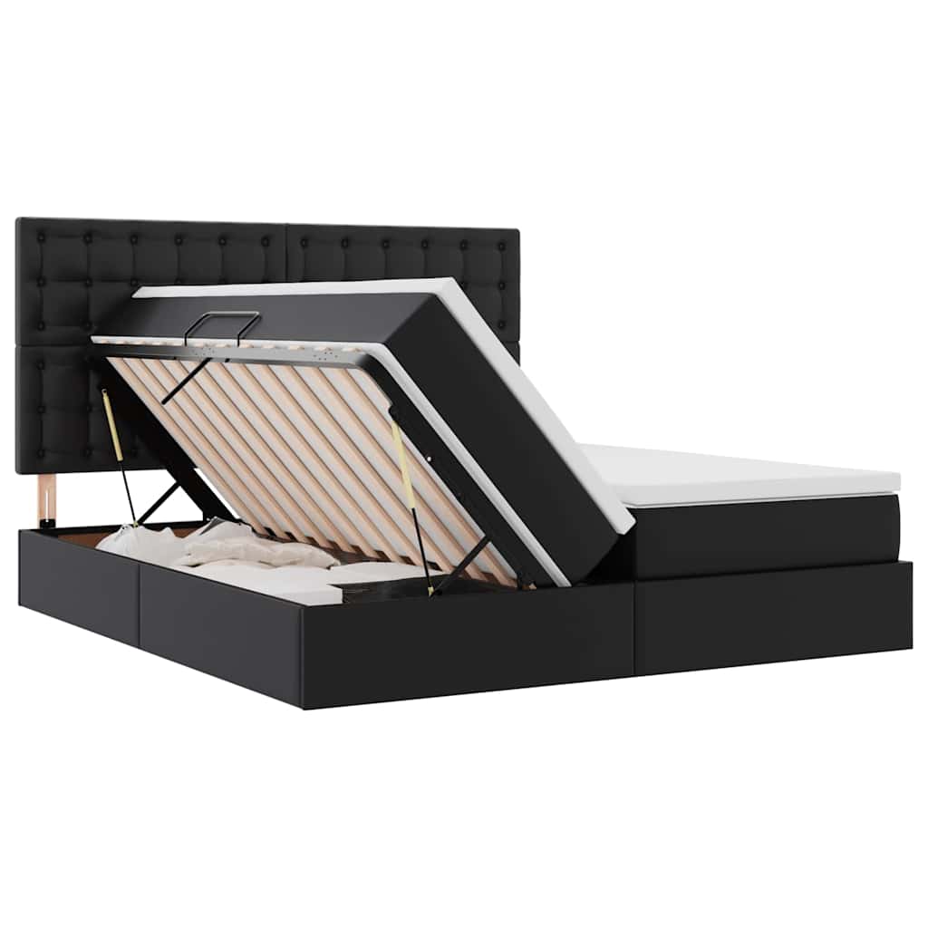 Opbergbed met matras met matras Zwart 180 x 200 cm Nep Leer is nu te koop bij PeponiXL, paradijselijk wonen!