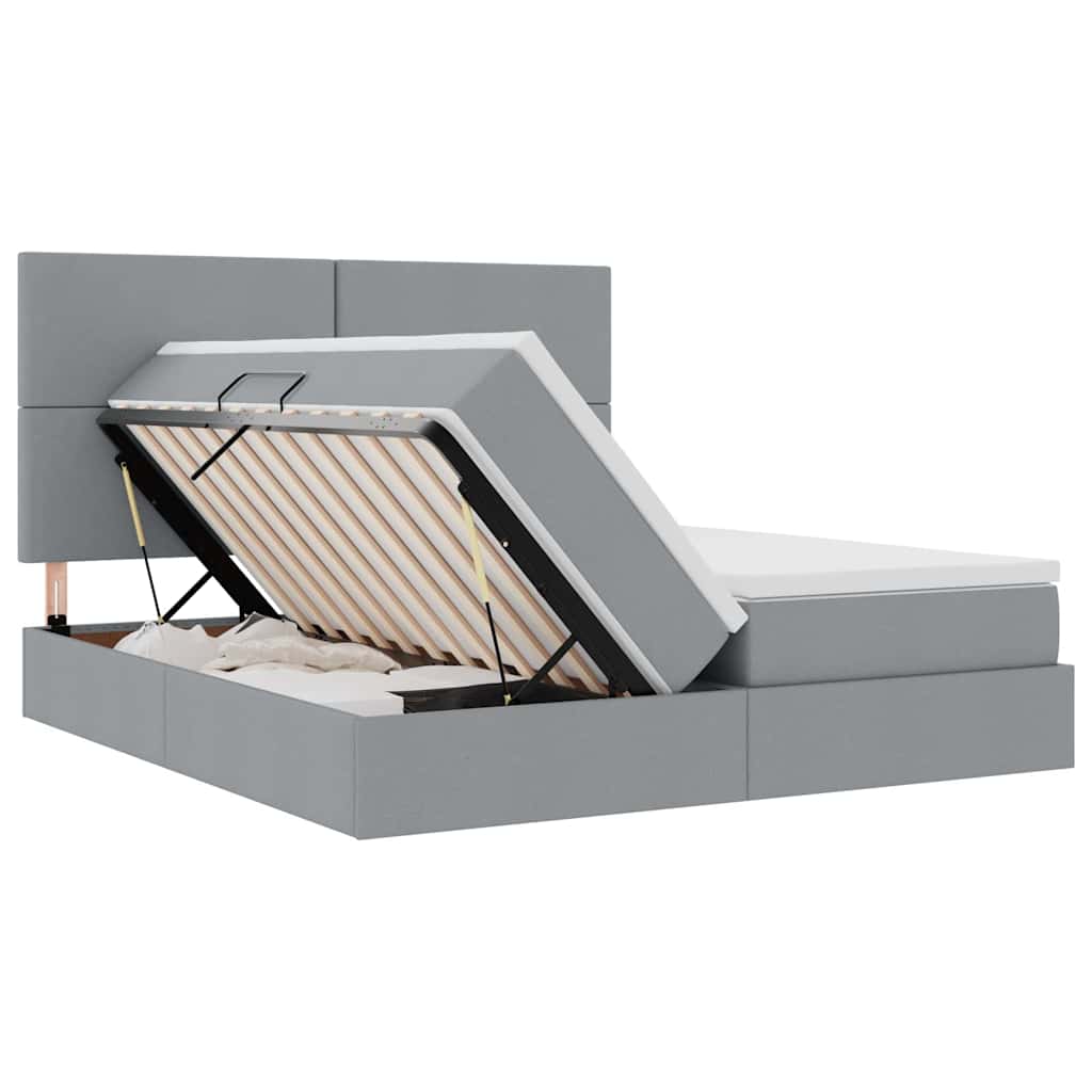 Opslag bed met matras Lichtgrijs 200 x 200 cm Nep Leer is nu te koop bij PeponiXL, paradijselijk wonen!