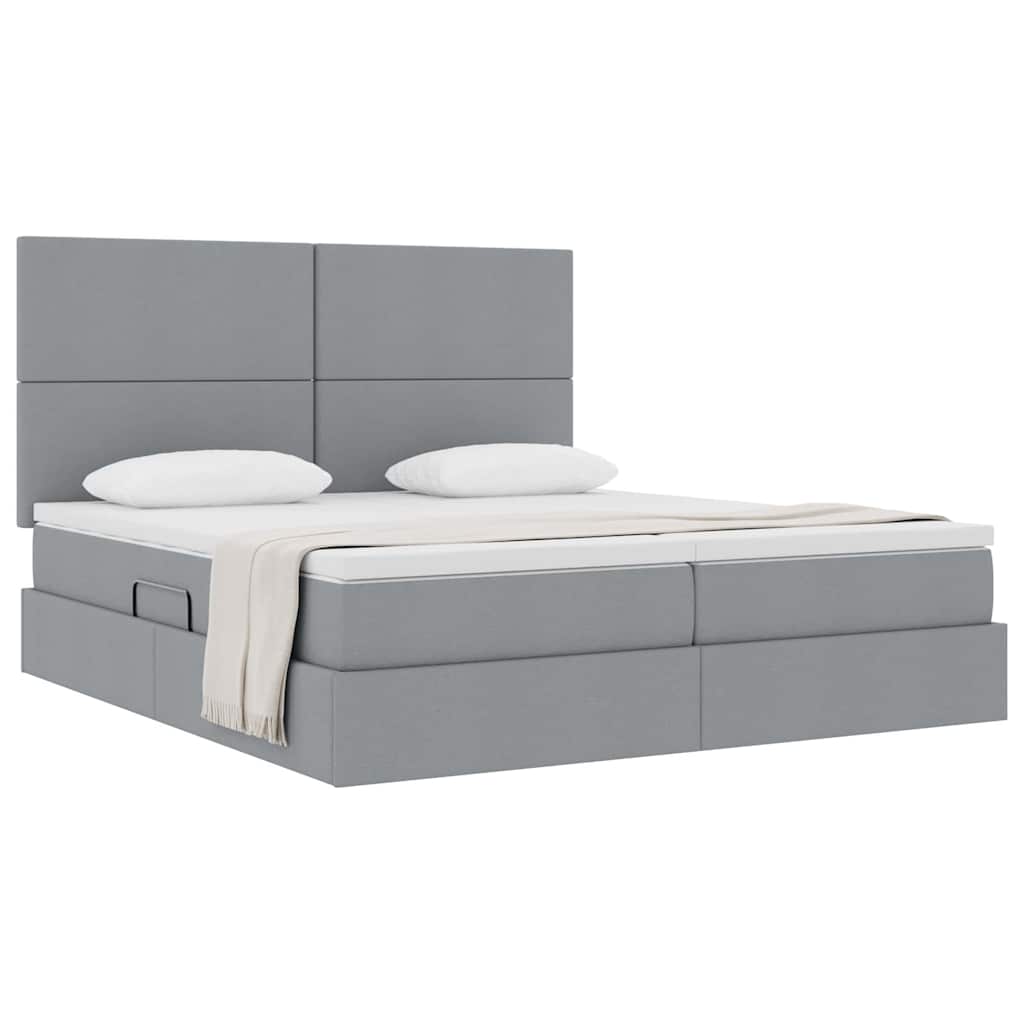Opslag bed met matras Lichtgrijs 200 x 200 cm Nep Leer is nu te koop bij PeponiXL, paradijselijk wonen!