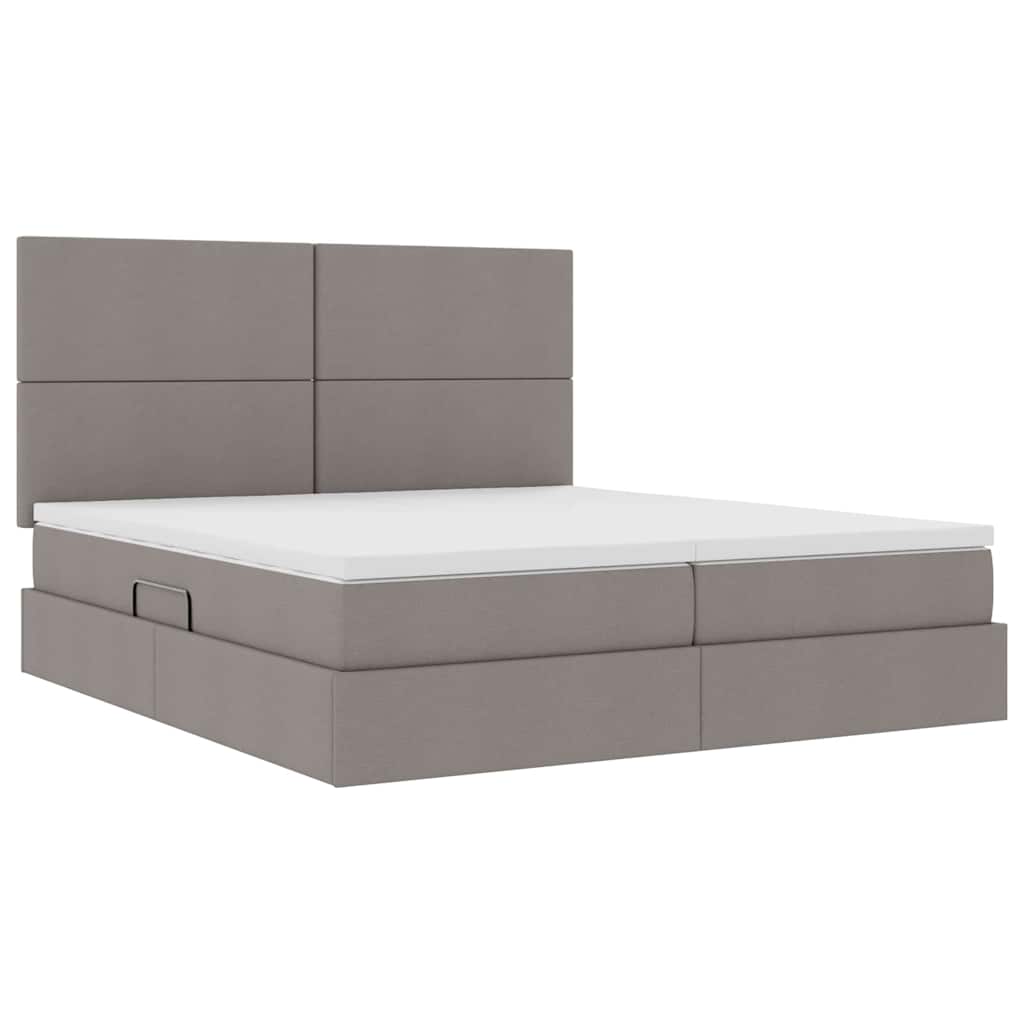 Opslag bed met matras met opslag Taupe 200 x 200 cm Nep Leer is nu te koop bij PeponiXL, paradijselijk wonen!