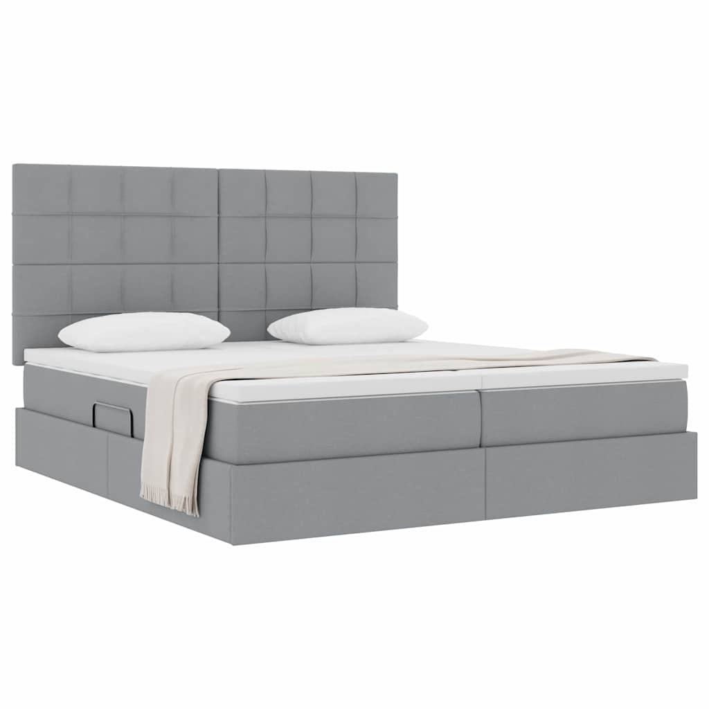 Opslag bed met matras Lichtgrijs 200 x 200 cm Nep Leer is nu te koop bij PeponiXL, paradijselijk wonen!