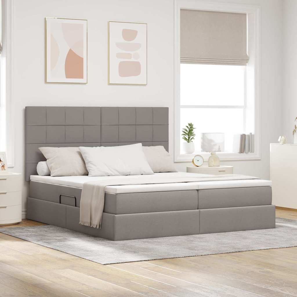 Opslag bed met matras met opslag Taupe 200 x 200 cm Nep Leer is nu te koop bij PeponiXL, paradijselijk wonen!