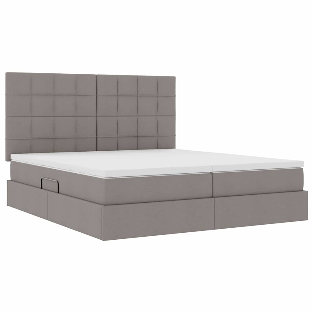 Opslag bed met matras met opslag Taupe 200 x 200 cm Nep Leer is nu te koop bij PeponiXL, paradijselijk wonen!