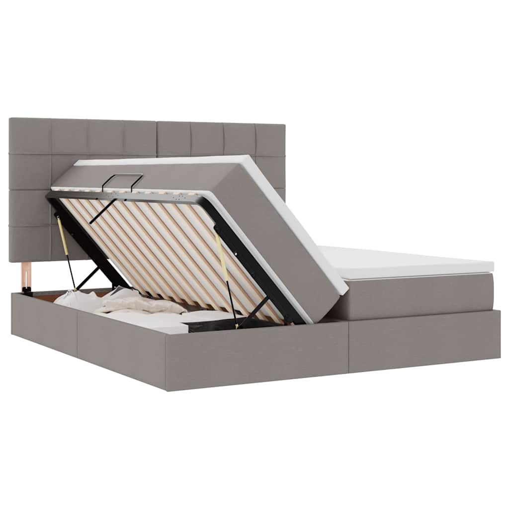 Opslag bed met matras met opslag Taupe 200 x 200 cm Nep Leer is nu te koop bij PeponiXL, paradijselijk wonen!