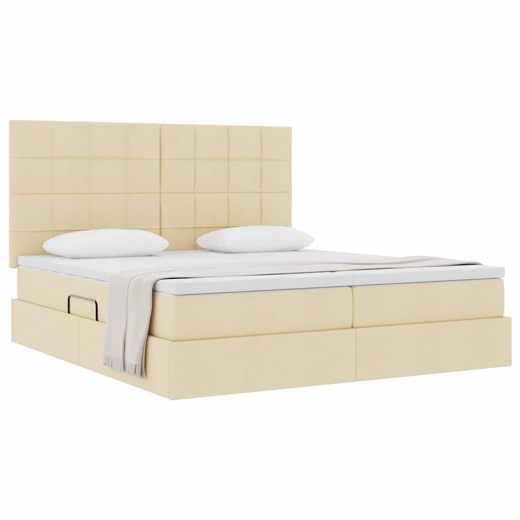 Opslag bed met matras met opslag Crème 200 x 200 cm Nep Leer is nu te koop bij PeponiXL, paradijselijk wonen!