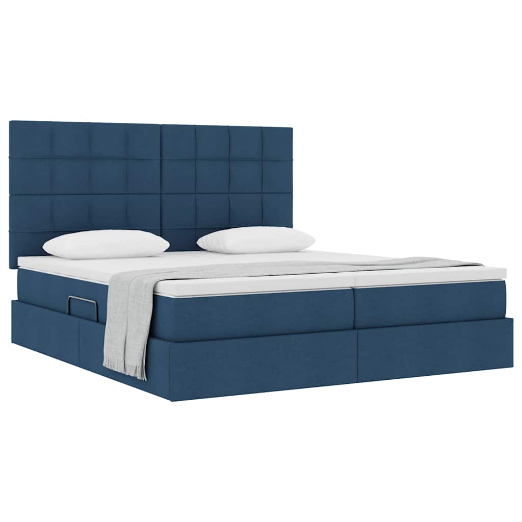 Opslag bed met hoofdeinde Blauw 200 x 200 cm Nep Leer is nu te koop bij PeponiXL, paradijselijk wonen!