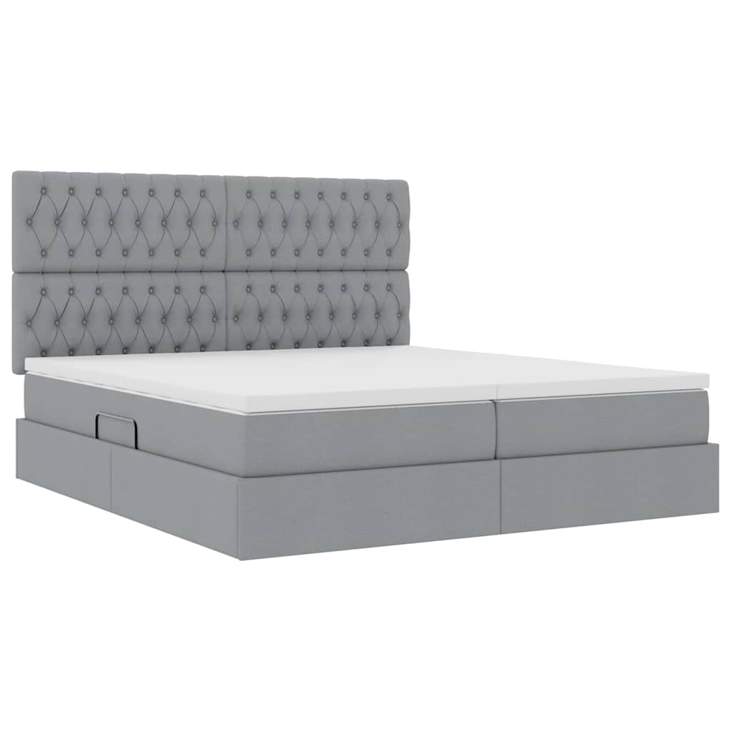 Opslag bed met matras Lichtgrijs 200 x 200 cm Nep Leer is nu te koop bij PeponiXL, paradijselijk wonen!