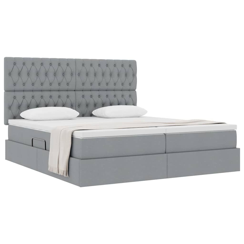 Opslag bed met matras Lichtgrijs 200 x 200 cm Nep Leer is nu te koop bij PeponiXL, paradijselijk wonen!