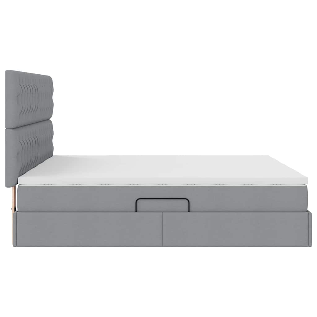 Opslag bed met matras Lichtgrijs 200 x 200 cm Nep Leer is nu te koop bij PeponiXL, paradijselijk wonen!