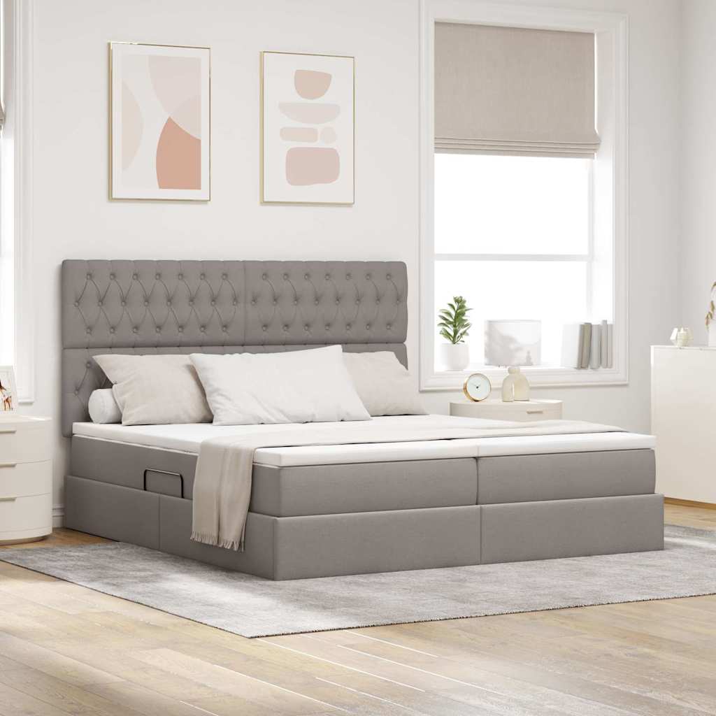 Opslag bed met matras met opslag Taupe 200 x 200 cm Nep Leer is nu te koop bij PeponiXL, paradijselijk wonen!