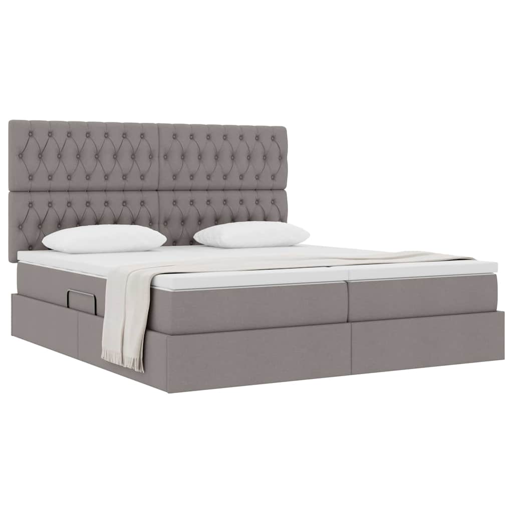 Opslag bed met matras met opslag Taupe 200 x 200 cm Nep Leer is nu te koop bij PeponiXL, paradijselijk wonen!