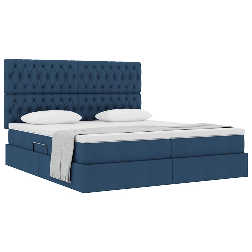 Opslag bed met hoofdeinde Blauw 200 x 200 cm Nep Leer is nu te koop bij PeponiXL, paradijselijk wonen!