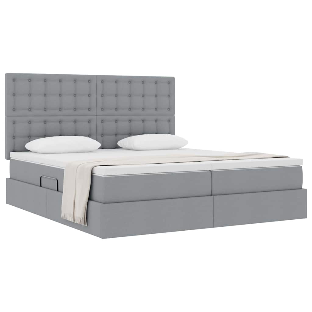 Opslag bed met matras Lichtgrijs 200 x 200 cm Nep Leer is nu te koop bij PeponiXL, paradijselijk wonen!