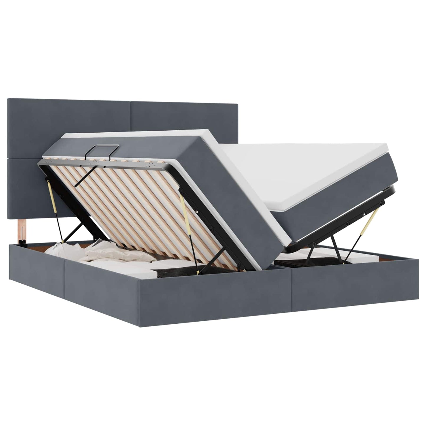 Opslag bed met matras Donkergrijs 180 x 200 cm Fluweel is nu te koop bij PeponiXL, paradijselijk wonen!