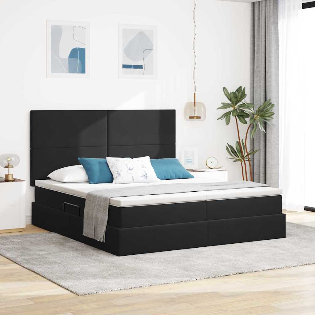 Opslag bed met matras met hoofdeinde Zwart 180 x 200 cm Fluweel is nu te koop bij PeponiXL, paradijselijk wonen!