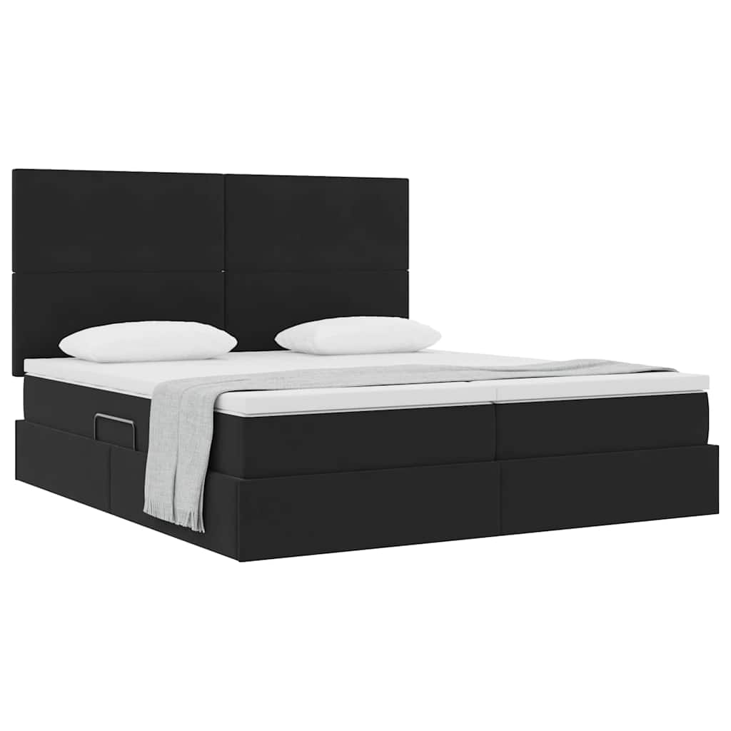 Opslag bed met matras met hoofdeinde Zwart 180 x 200 cm Fluweel is nu te koop bij PeponiXL, paradijselijk wonen!