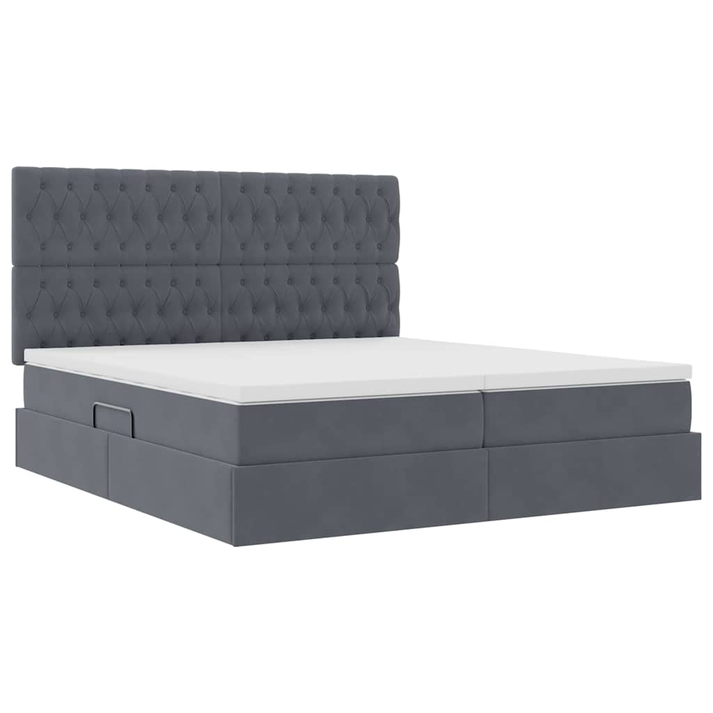 Opslag bed met matras Donkergrijs 180 x 200 cm Fluweel is nu te koop bij PeponiXL, paradijselijk wonen!