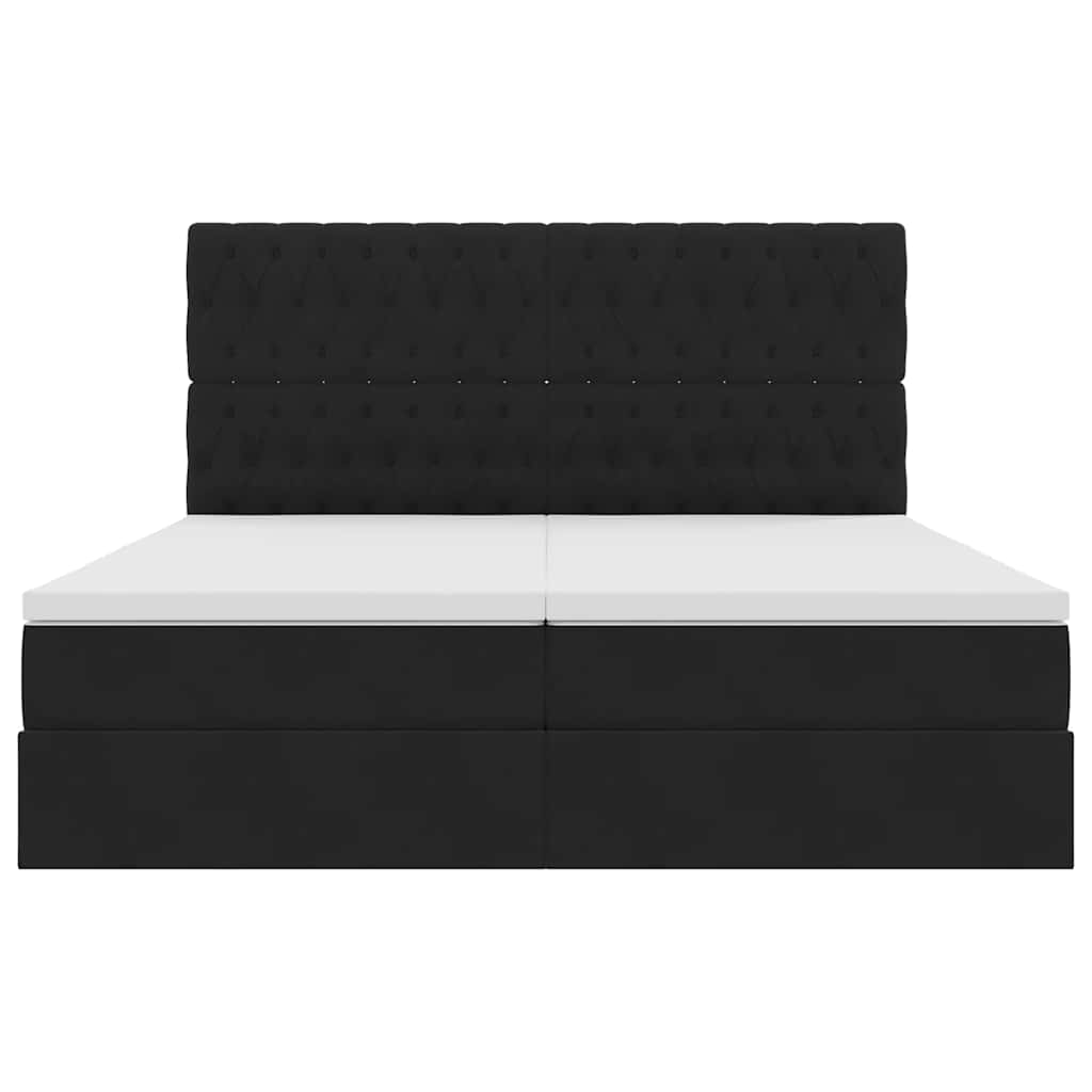 Opslag bed met matras met hoofdeinde Zwart 200 x 200 cm Fluweel is nu te koop bij PeponiXL, paradijselijk wonen!