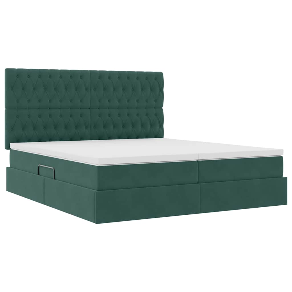 Opslag bed met matras Donkergroen 200 x 200 cm Fluweel is nu te koop bij PeponiXL, paradijselijk wonen!