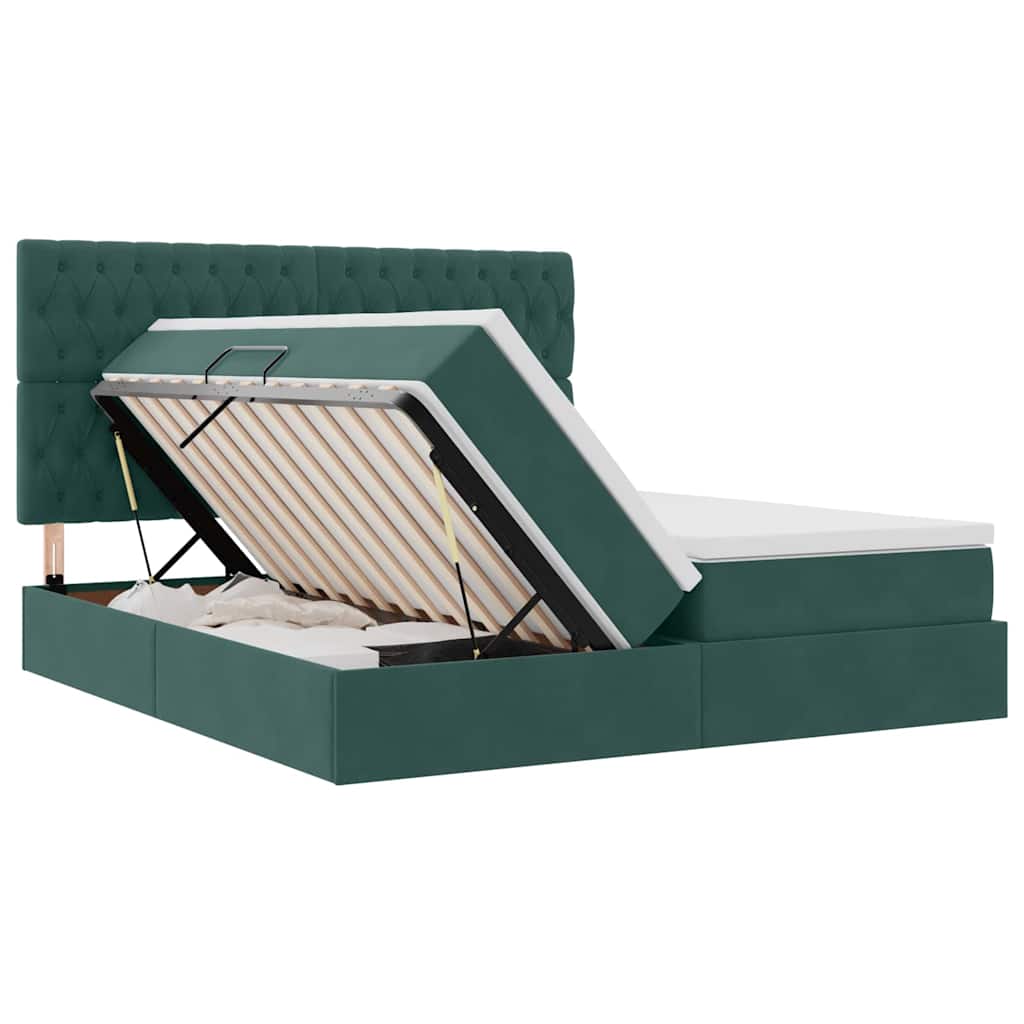 Opslag bed met matras Donkergroen 200 x 200 cm Fluweel is nu te koop bij PeponiXL, paradijselijk wonen!