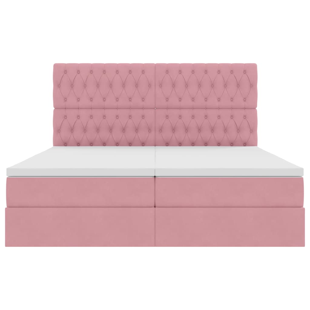 Opslag bed met matras met hoofdeinde Roze 200 x 200 cm Fluweel is nu te koop bij PeponiXL, paradijselijk wonen!