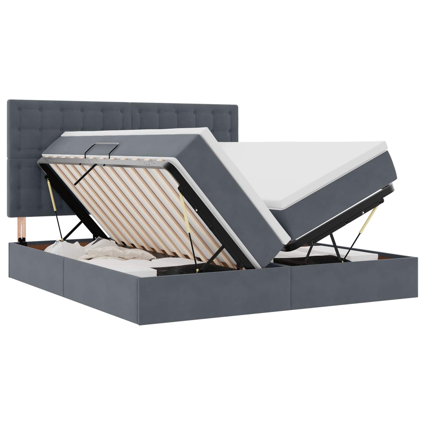 Opslag bed met matras Donkergrijs 180 x 200 cm Fluweel is nu te koop bij PeponiXL, paradijselijk wonen!