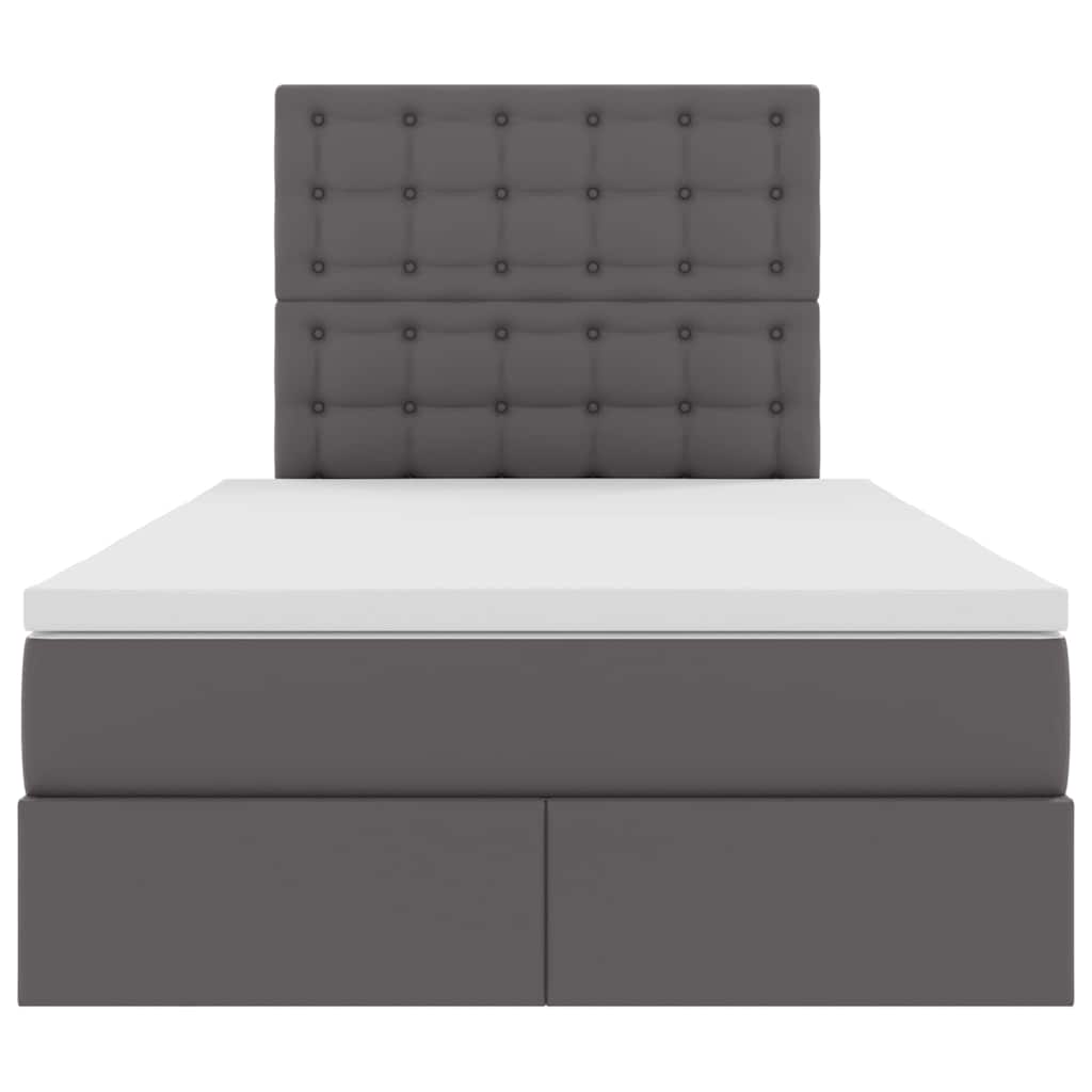Opbergbed met LED met hoofdeinde Grijs 120 x 190 cm Nep Leer