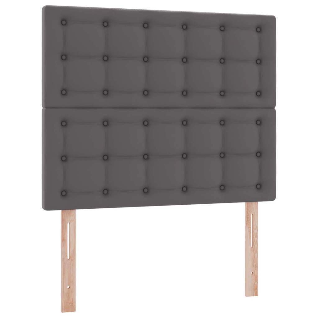 Opbergbed met LED met hoofdeinde Grijs 120 x 190 cm Nep Leer