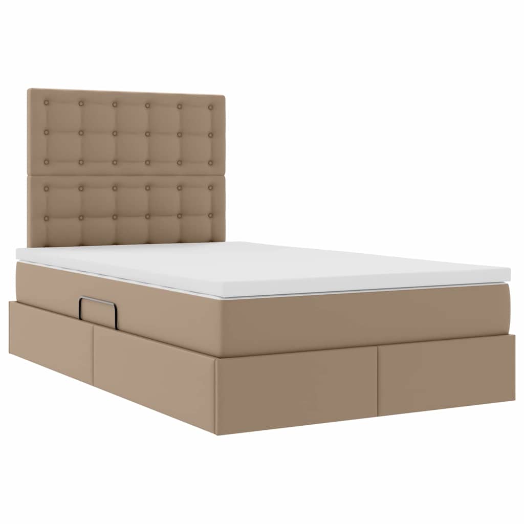 Opbergbed met LED met matras Cappuccino 120 x 190 cm Nep Leer is nu te koop bij PeponiXL, paradijselijk wonen!