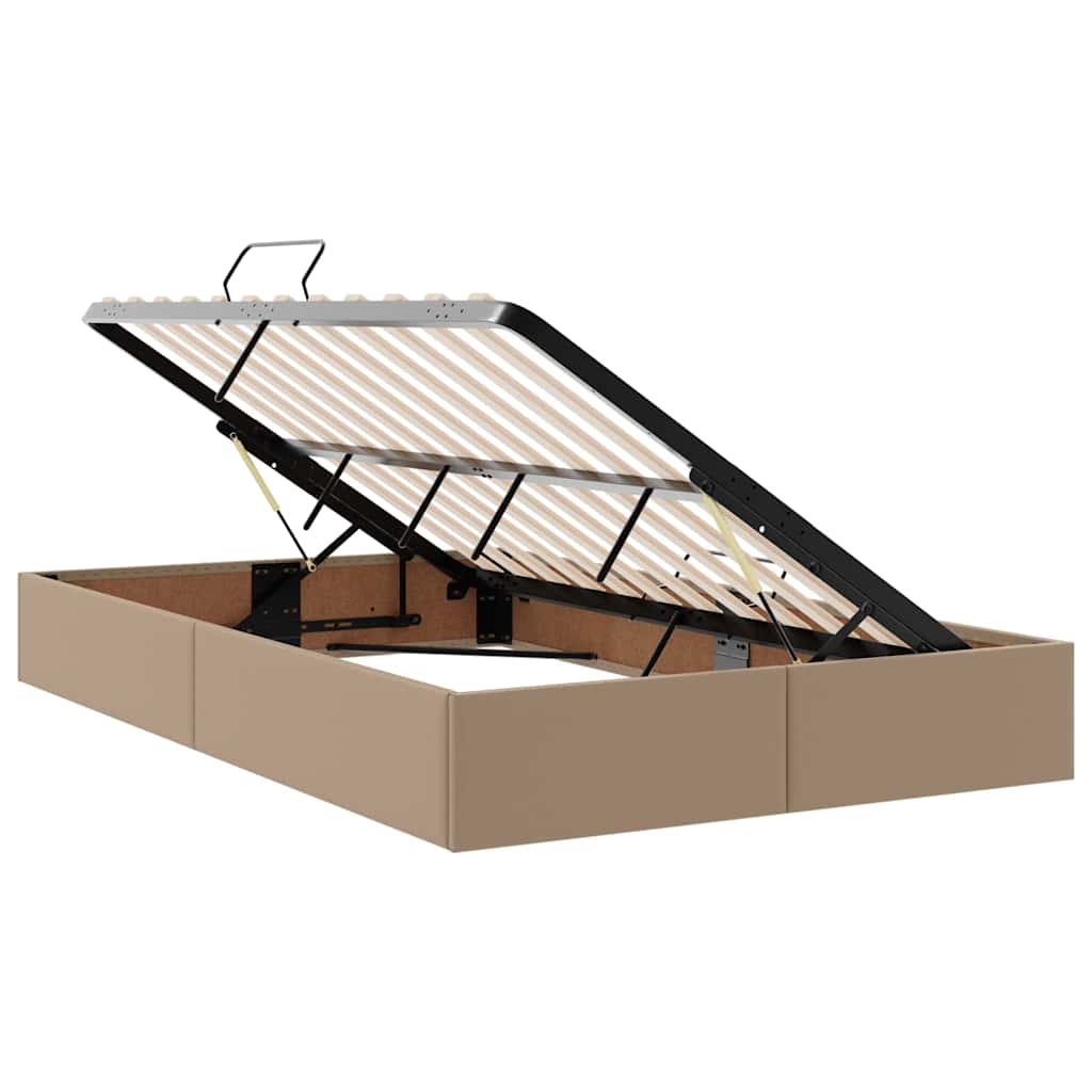 Opbergbed met LED met matras Cappuccino 120 x 190 cm Nep Leer is nu te koop bij PeponiXL, paradijselijk wonen!