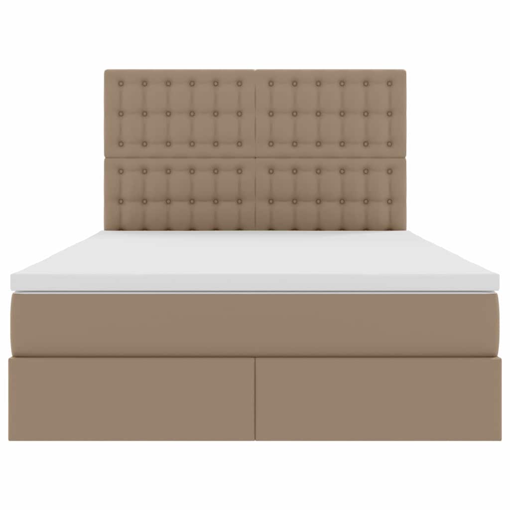 Opbergbed met LED met matras Cappuccino 140 x 190 cm Nep Leer is nu te koop bij PeponiXL, paradijselijk wonen!