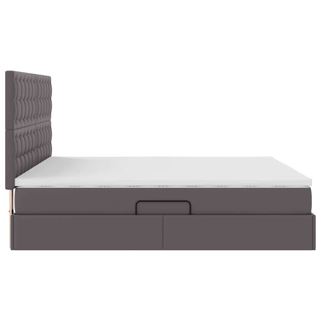 Opbergbed met LED met matras Grijs 160 x 200 cm Nep Leer is nu te koop bij PeponiXL, paradijselijk wonen!