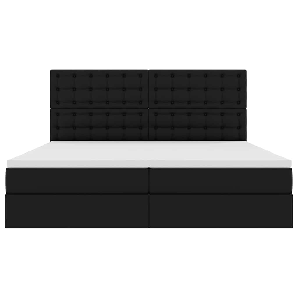 Opbergbed met LED met matras Zwart 200 x 200 cm Nep Leer is nu te koop bij PeponiXL, paradijselijk wonen!