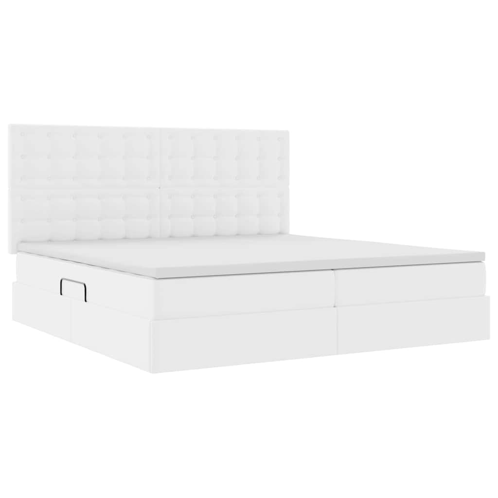 Opbergbed met LED met matras Puur Wit 200 x 200 cm Nep Leer is nu te koop bij PeponiXL, paradijselijk wonen!