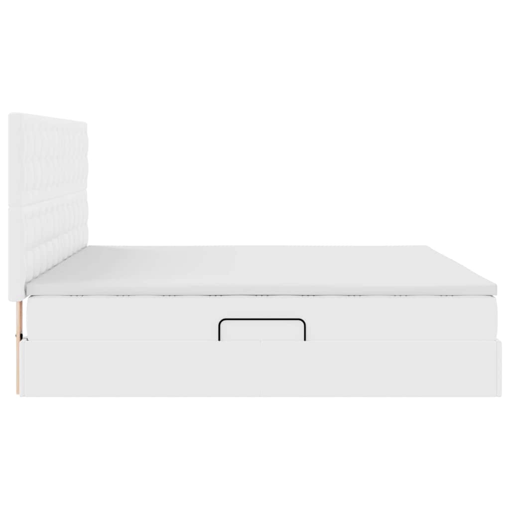 Opbergbed met LED met matras Puur Wit 200 x 200 cm Nep Leer is nu te koop bij PeponiXL, paradijselijk wonen!