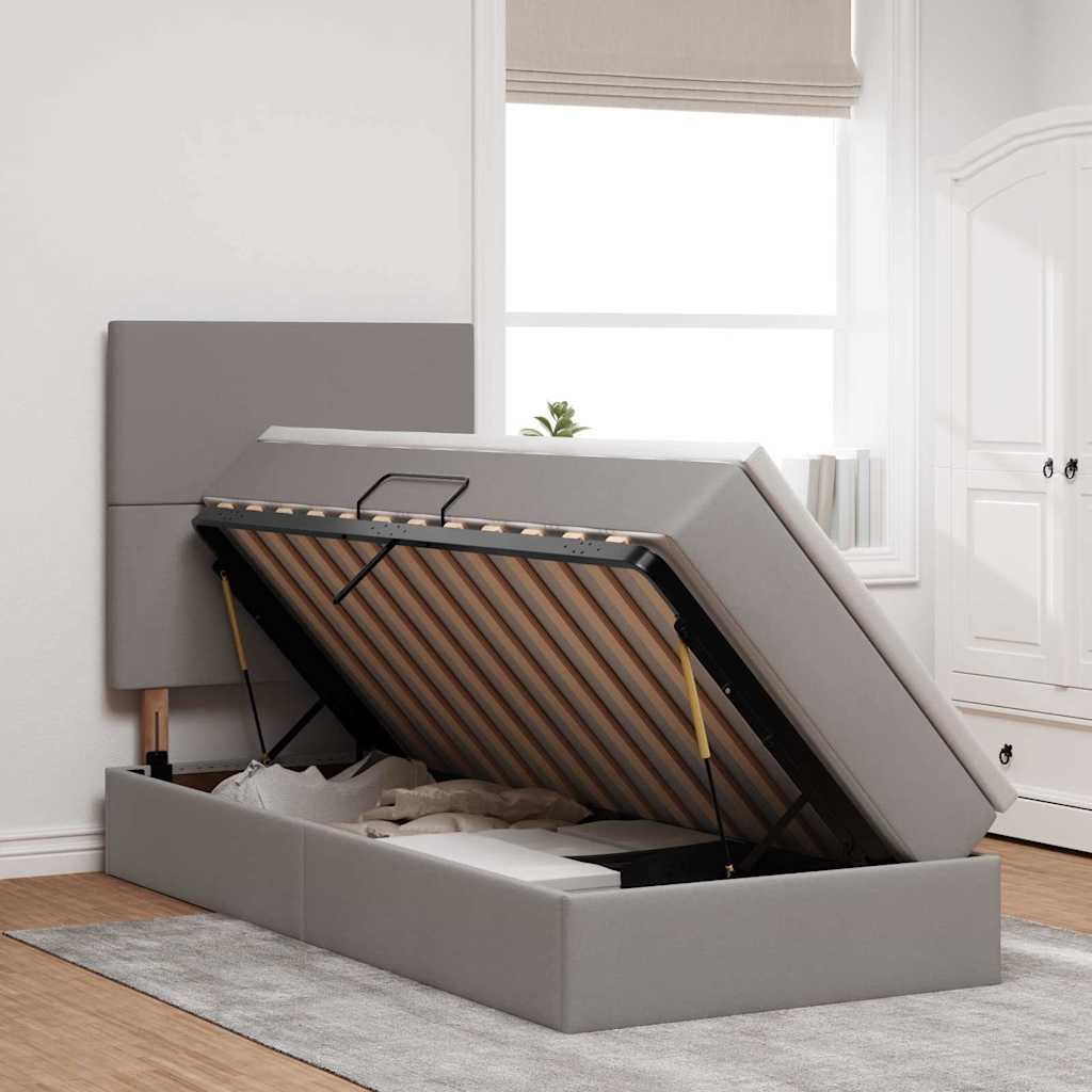 Opbergbed met LED met matras Taupe 90 x 190 cm Polyester is nu te koop bij PeponiXL, paradijselijk wonen!