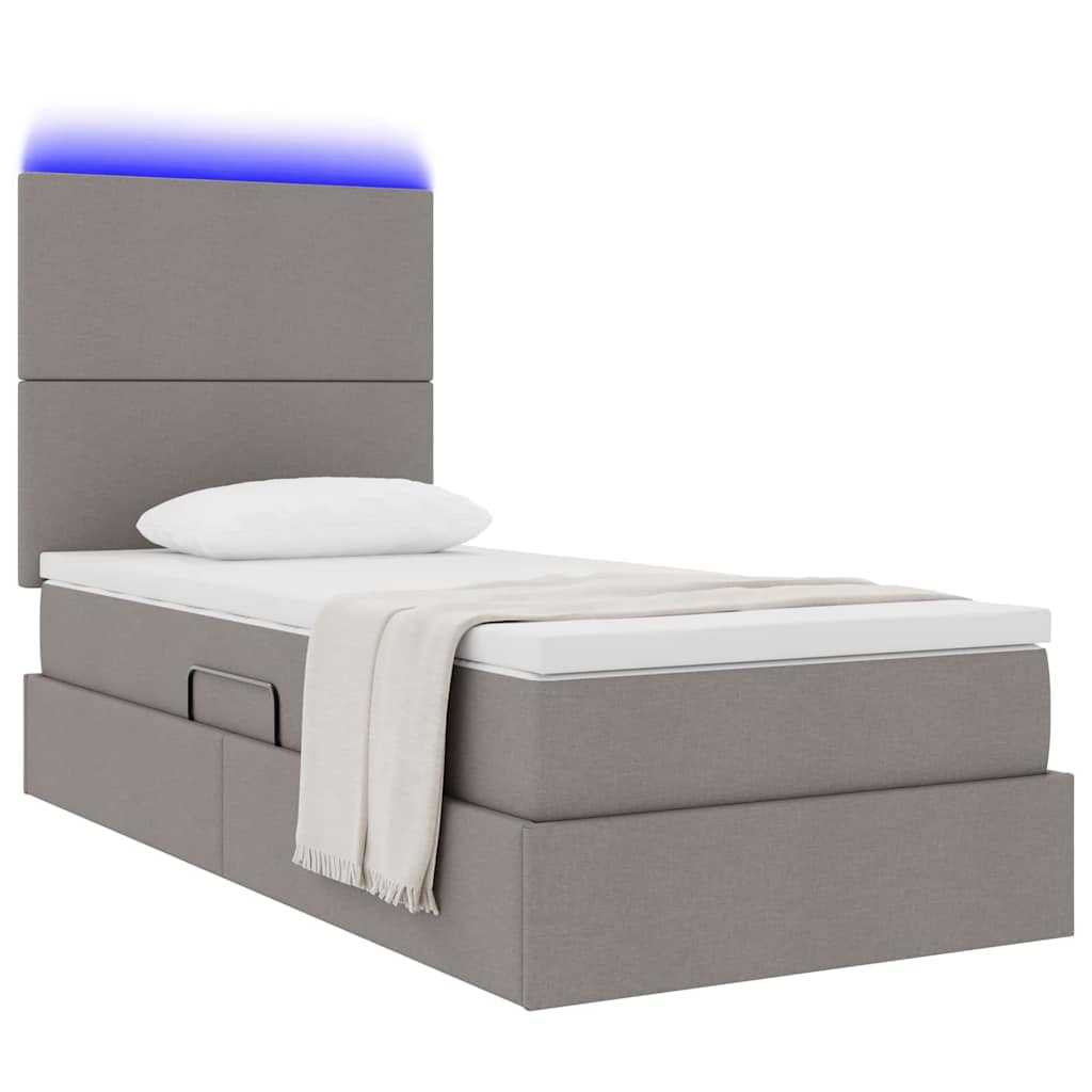 Opbergbed met LED met matras Taupe 90 x 190 cm Polyester is nu te koop bij PeponiXL, paradijselijk wonen!