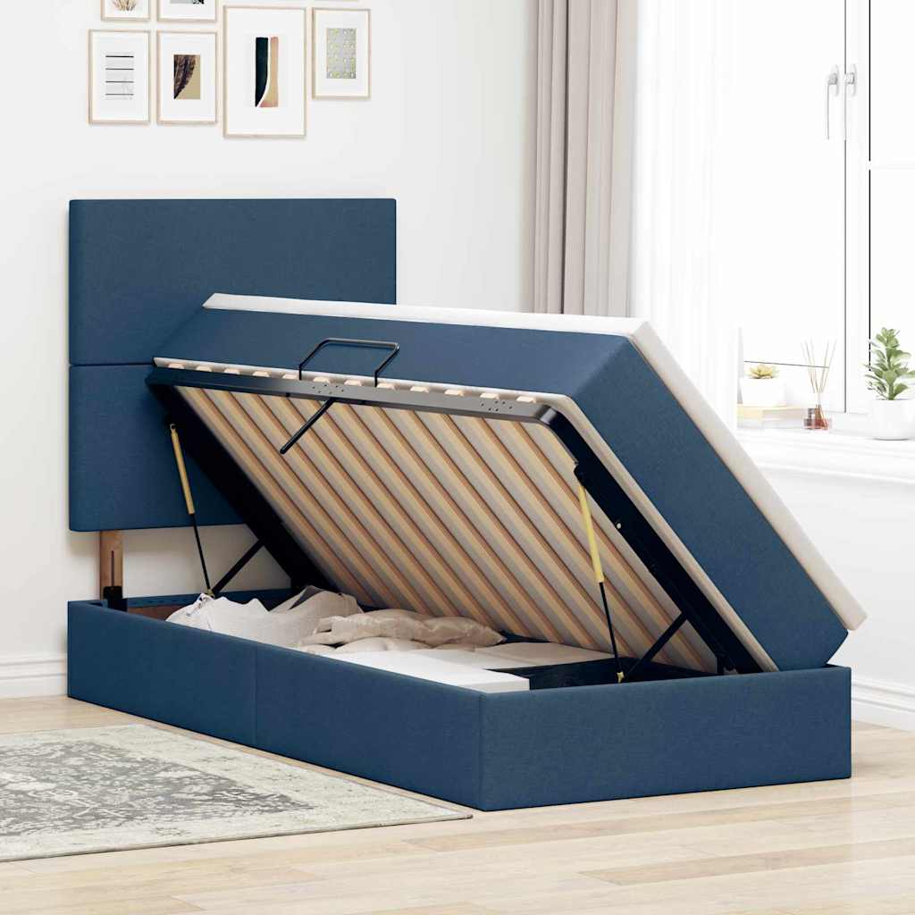 Opbergbed met LED met matras Blauw 90 x 190 cm Polyester is nu te koop bij PeponiXL, paradijselijk wonen!