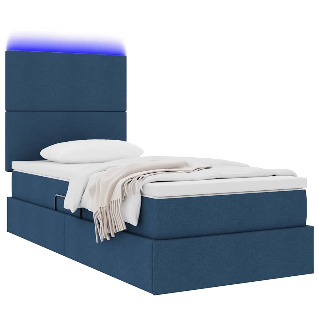 Opbergbed met LED met matras Blauw 90 x 190 cm Polyester is nu te koop bij PeponiXL, paradijselijk wonen!