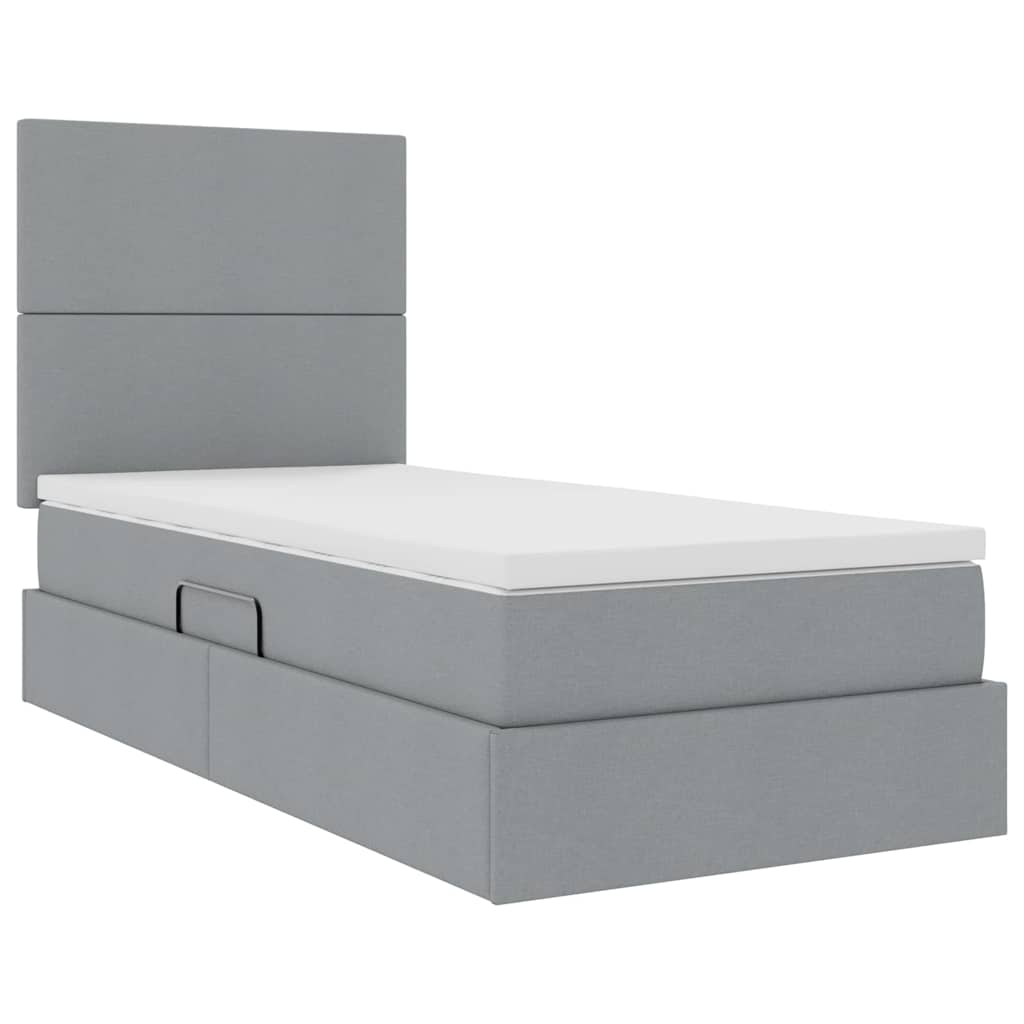 Opbergbed met LED met matras Lichtgrijs 100 x 200 cm Polyester is nu te koop bij PeponiXL, paradijselijk wonen!