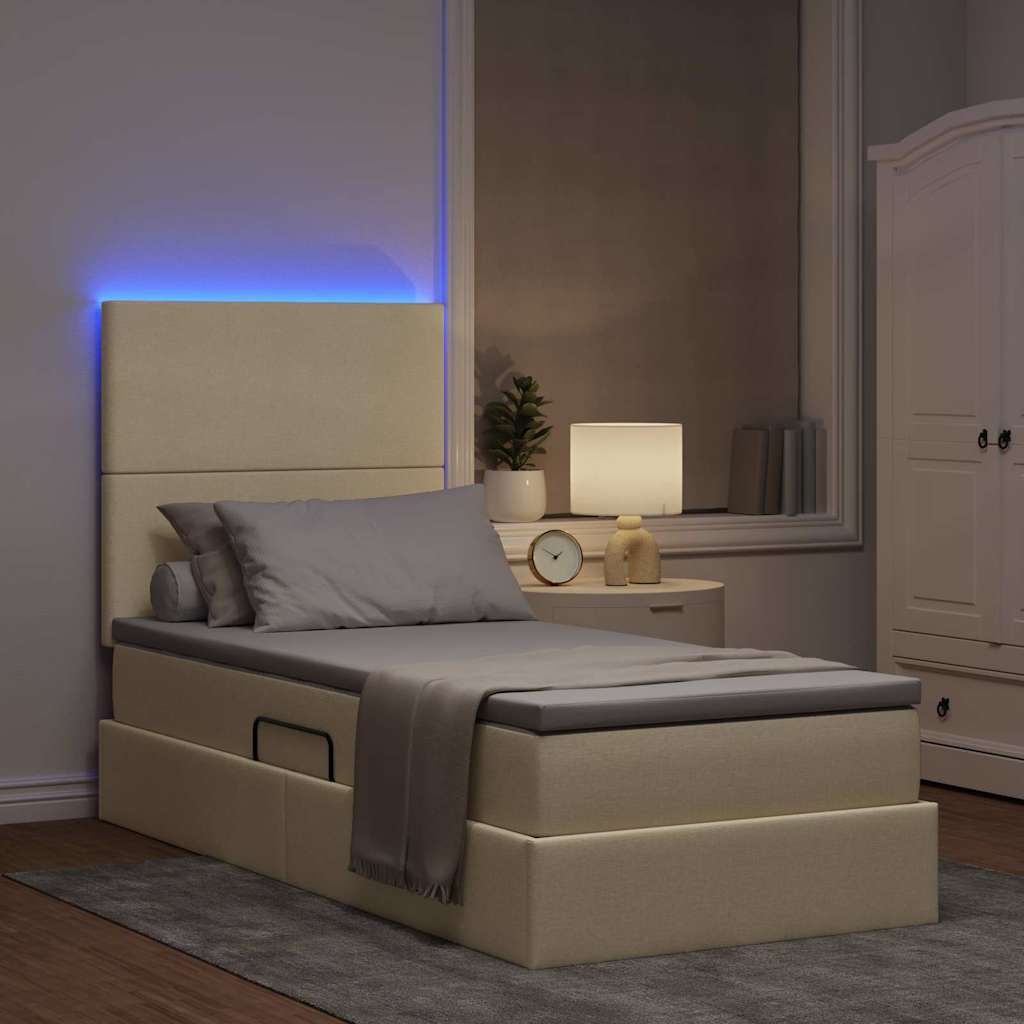 Opbergbed met LED met matras Crème 100 x 200 cm Polyester is nu te koop bij PeponiXL, paradijselijk wonen!