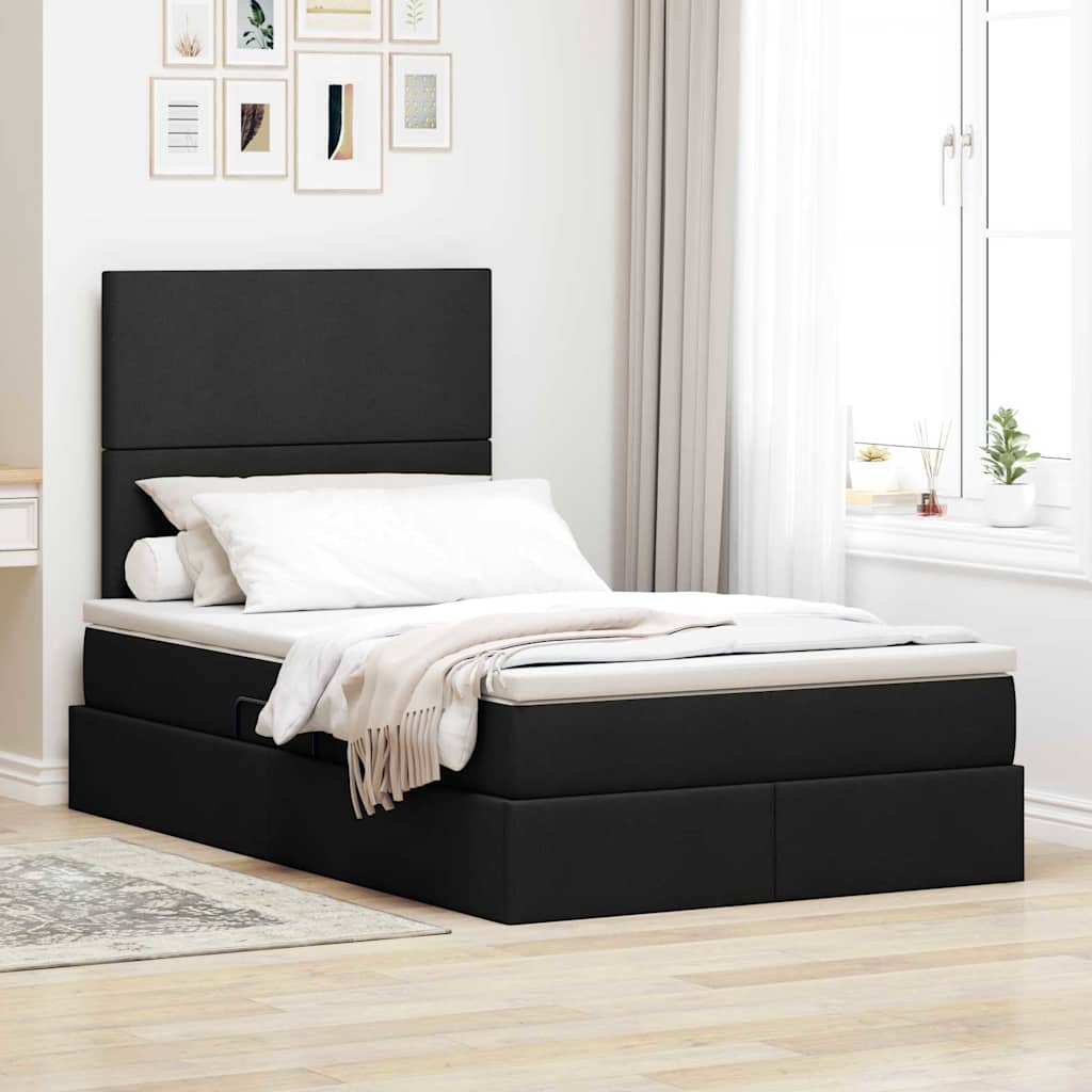 Opbergbed met LED met matras Zwart 120 x 200 cm Polyester is nu te koop bij PeponiXL, paradijselijk wonen!