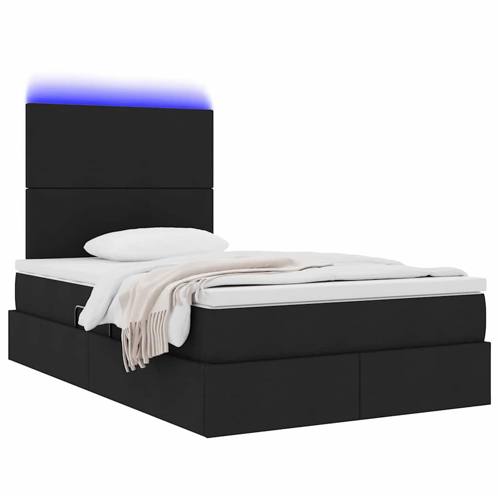 Opbergbed met LED met matras Zwart 120 x 200 cm Polyester is nu te koop bij PeponiXL, paradijselijk wonen!