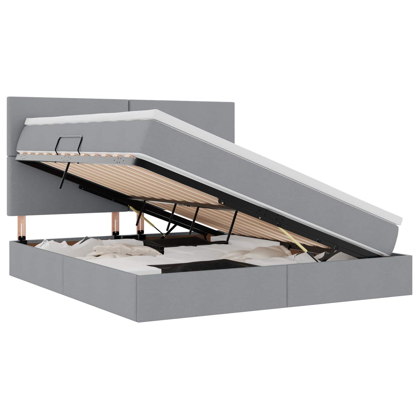 Opbergbed met LED met matras Lichtgrijs 160 x 200 cm Polyester is nu te koop bij PeponiXL, paradijselijk wonen!