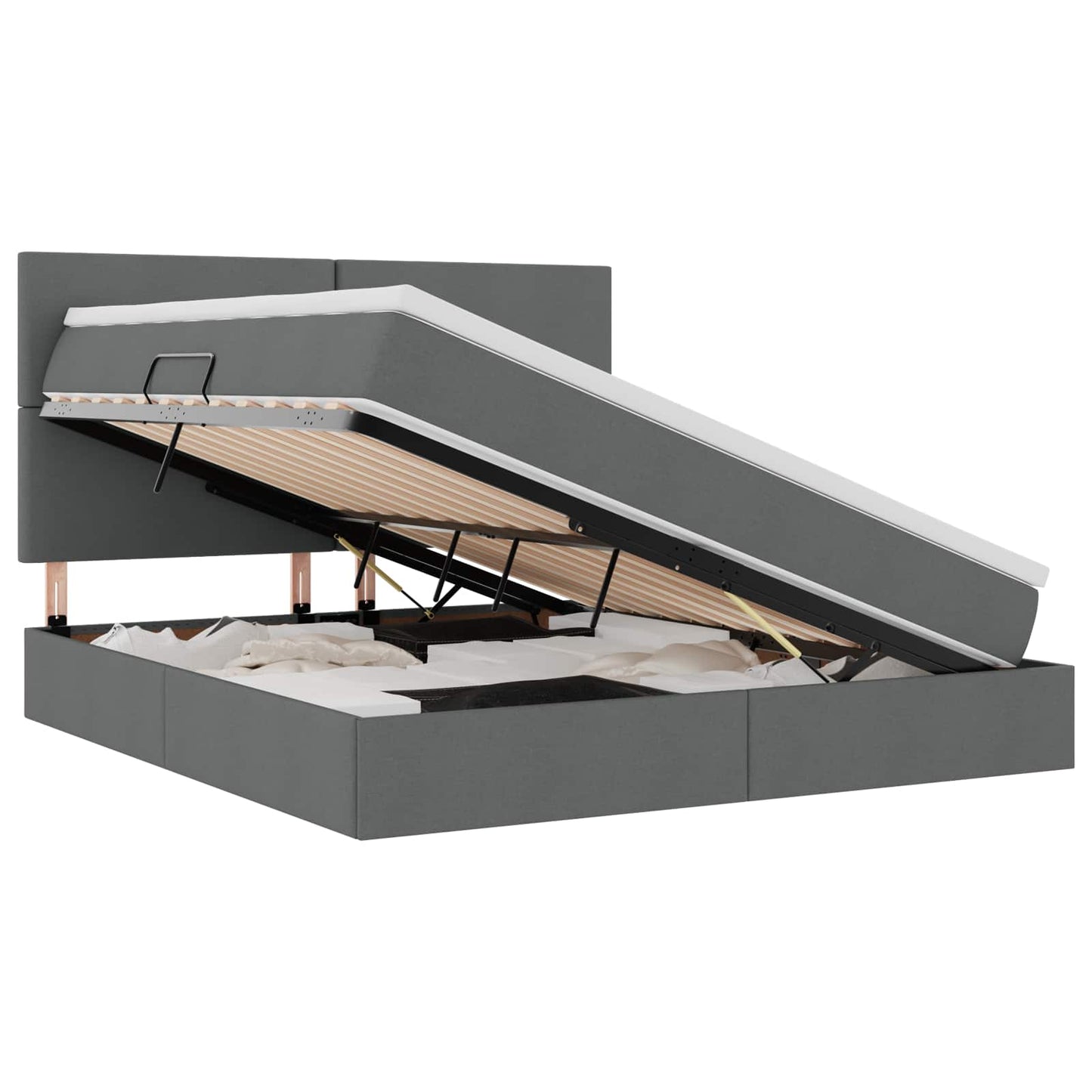 Opbergbed met LED met matras Donkergrijs 160 x 200 cm Polyester is nu te koop bij PeponiXL, paradijselijk wonen!