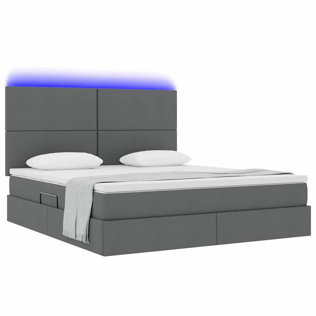 Opbergbed met LED met matras Donkergrijs 160 x 200 cm Polyester is nu te koop bij PeponiXL, paradijselijk wonen!