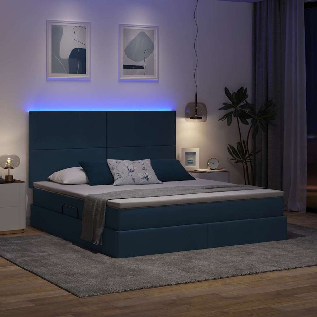 Opbergbed met LED met matras Blauw 180 x 200 cm Polyester is nu te koop bij PeponiXL, paradijselijk wonen!