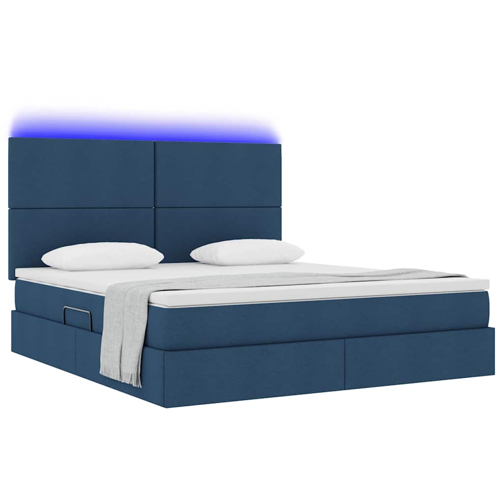 Opbergbed met LED met matras Blauw 180 x 200 cm Polyester is nu te koop bij PeponiXL, paradijselijk wonen!