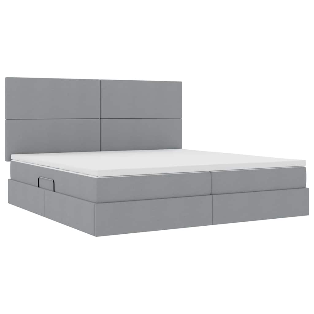 Opbergbed met LED met matras Lichtgrijs 200 x 200 cm Polyester is nu te koop bij PeponiXL, paradijselijk wonen!